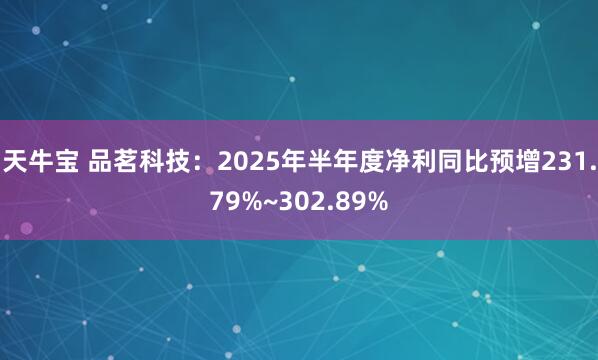 天牛宝 品茗科技：2025年半年度净利同比预增231.79%~302.89%